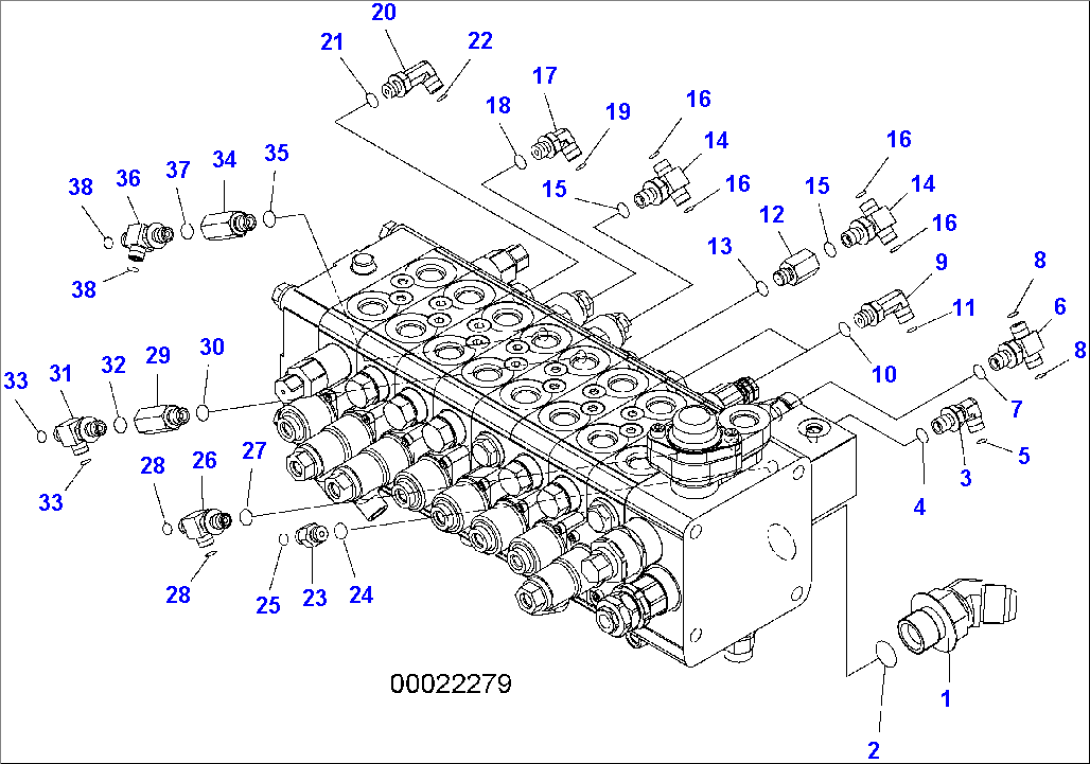 MAIN VALVE (8-SPOOL/TWO-PIECE BOOM) - CONNECTING PARTS (2/4)