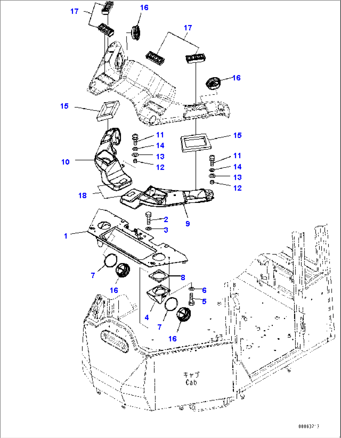 ROPS Cab and Floor Frame Group, Air Conditioner Duct (#75896-)