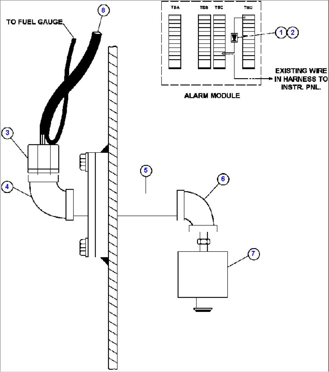 LOW FUEL LIGHT & BUZZER INSTL