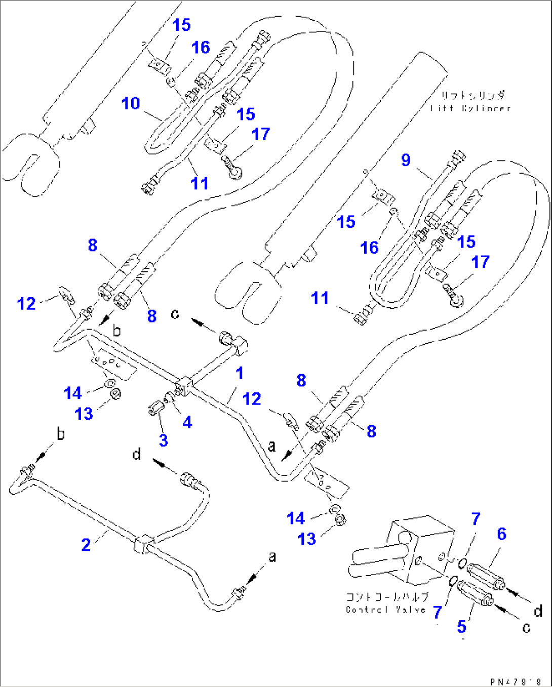 HYDRAULIC PIPING (LIFT CYLINDER LINE)(#60001-)