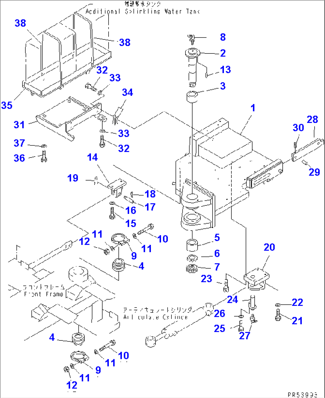 REAR FRAME (ADDITIONAL SPLINKLING WATER TANK)(#1001-1006)