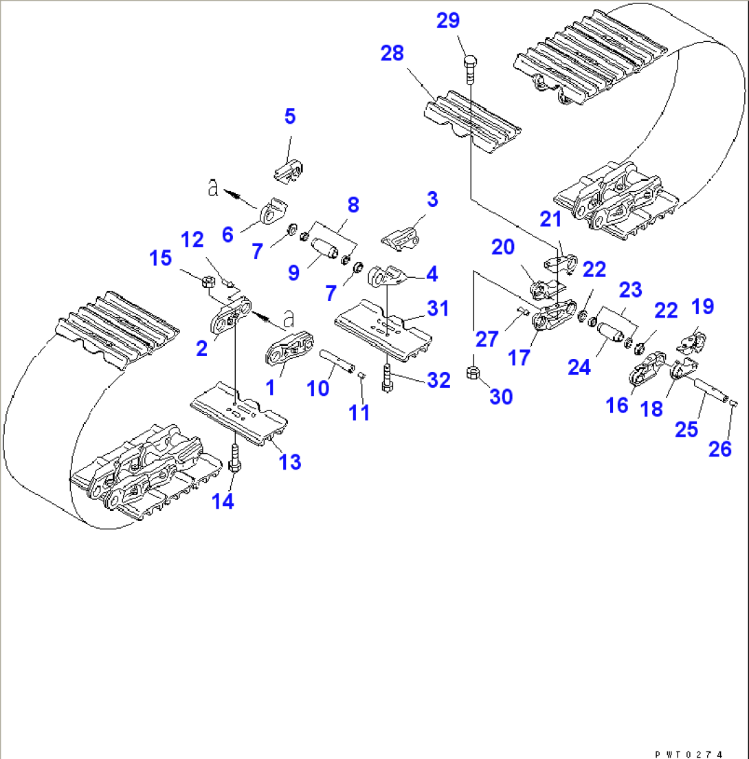 TRACK SHOE (LUBRICATE TYPE) (TRIPLE GROUSER WITH HOLE) (510MM WIDE)(#60942-65000)