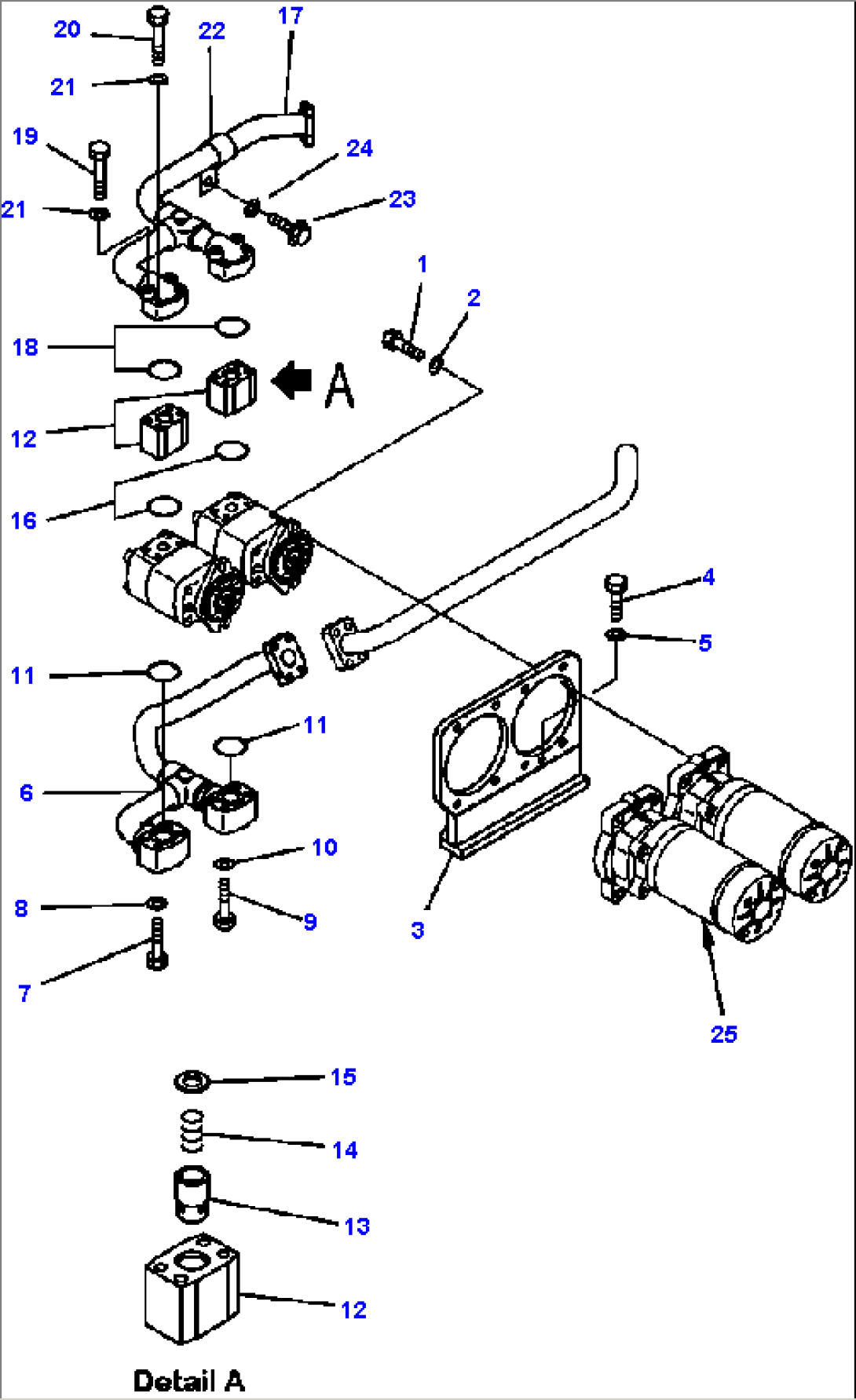 H3410-01A3 HYDRAULIC PIPING EMERGENCY STEERING VALVE AND PIPING