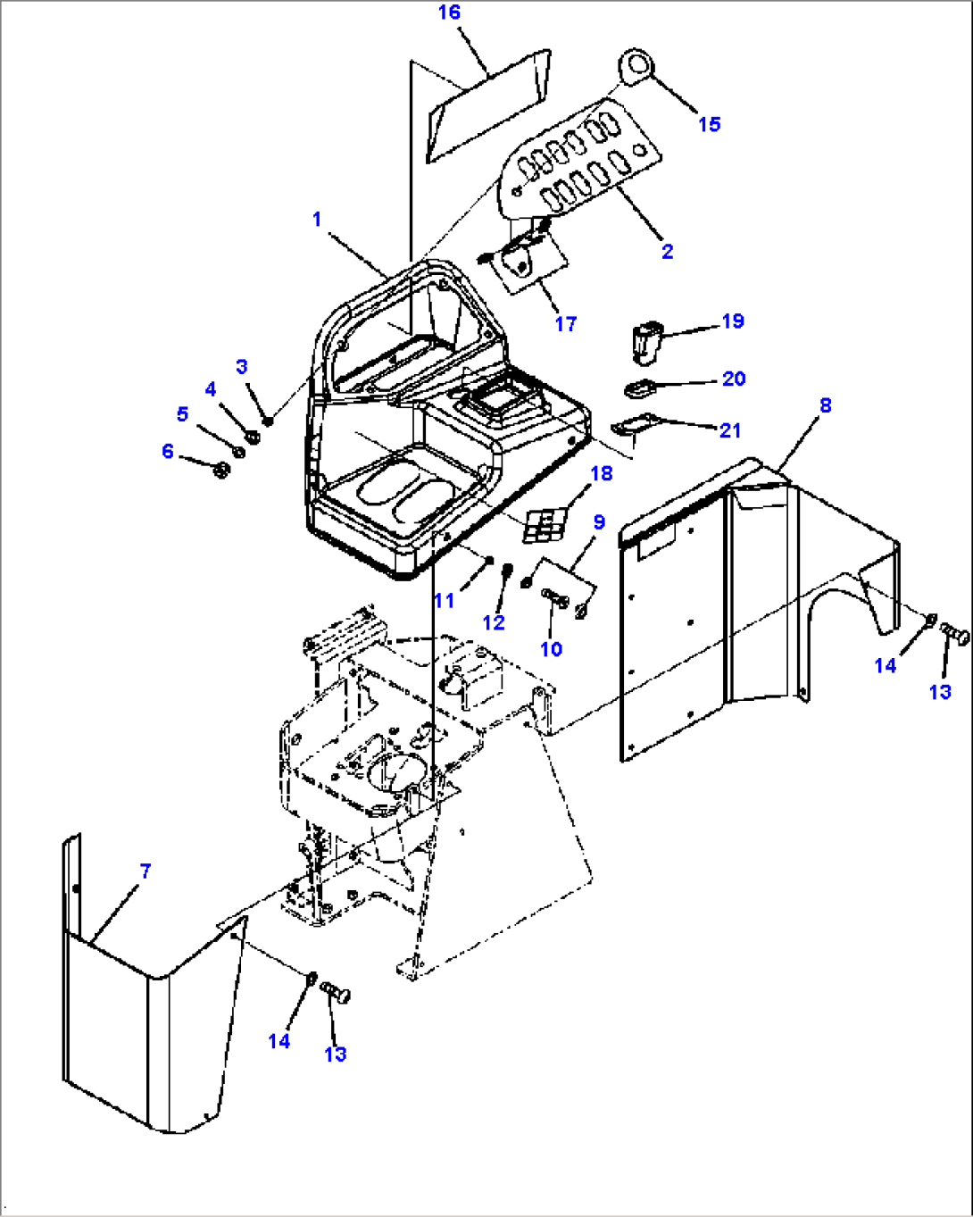 K4202-05A5 LOADER CONTROLS COVER (MULTI-FUNCTION LEVER AND ATTACHMENT LEVER)