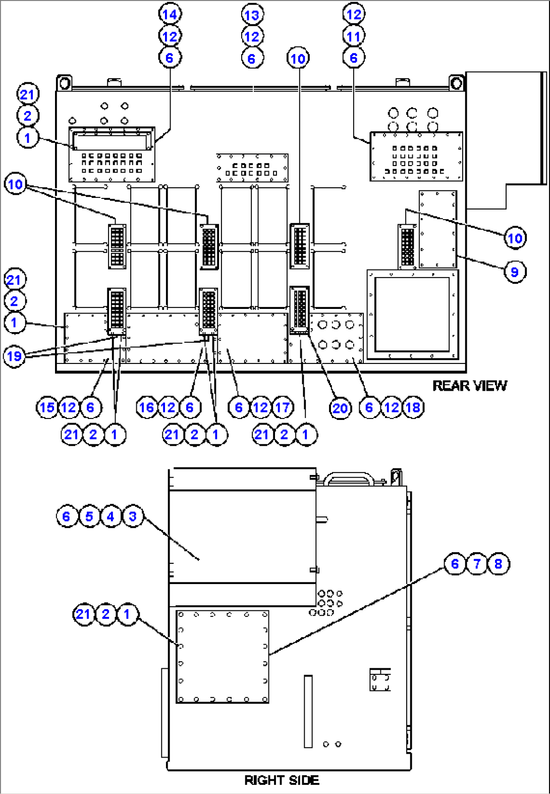 CONTROL CABINET (RIGHT SIDE & REAR VIEW)