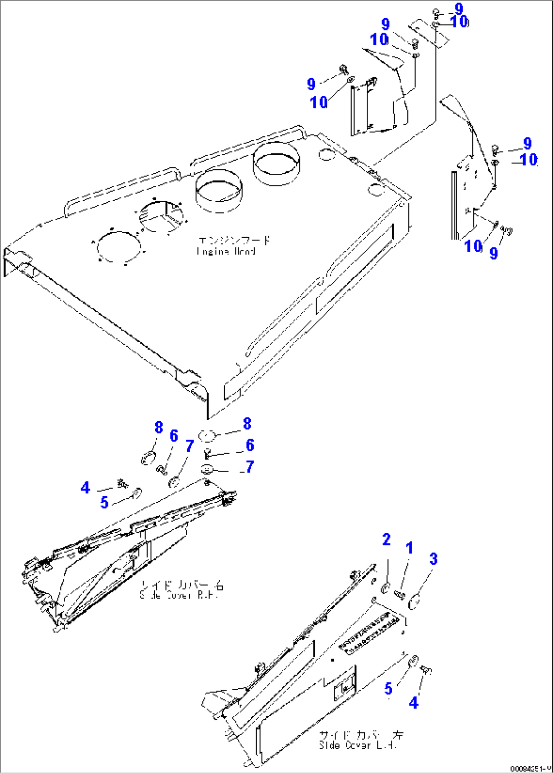 ENGINE HOOD (BOLT AND CAP) (MINING B SPEC.)(#30001-)