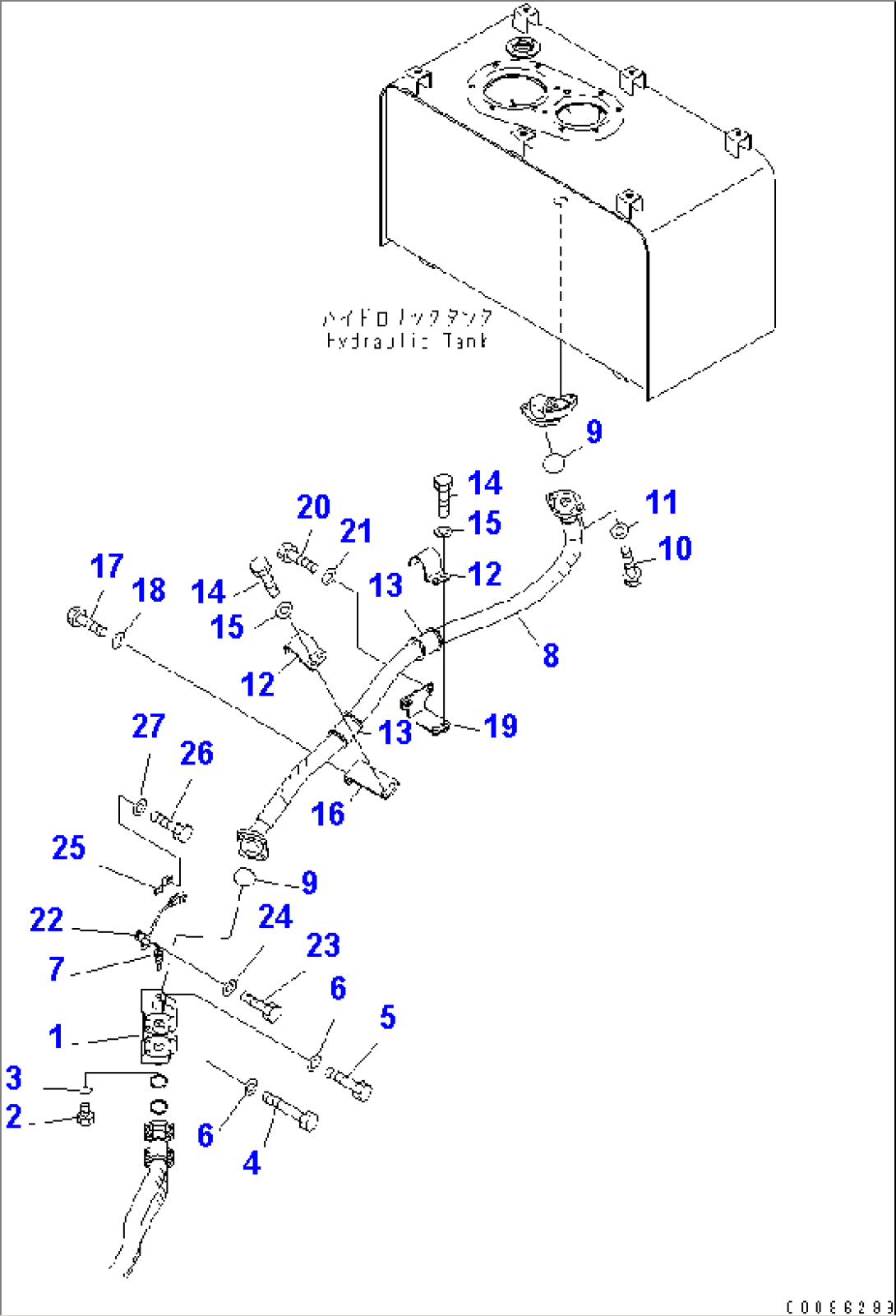HYDRAULIC PIPING (RETURN LINE)(#90001-)