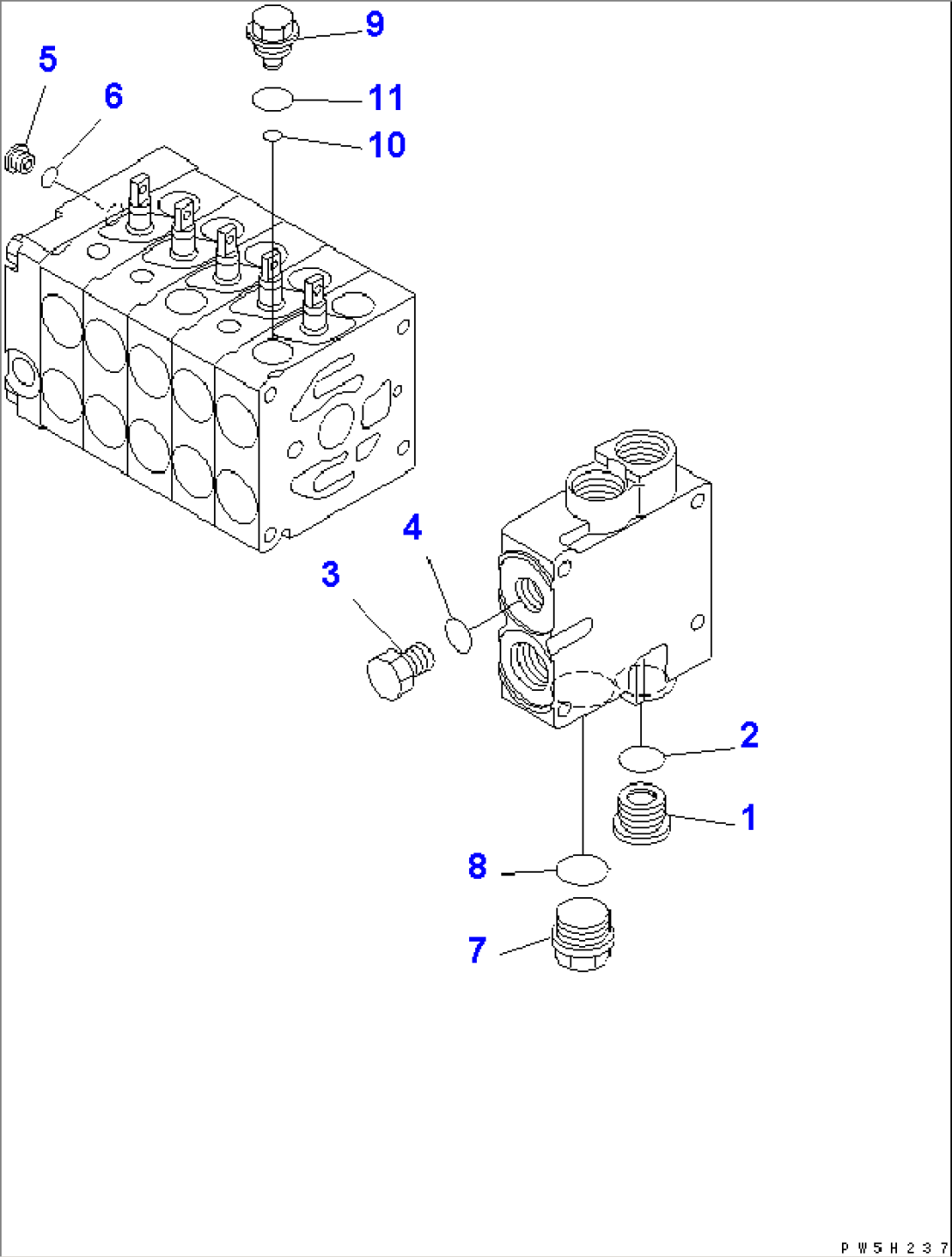 CONTROL VALVE (5-SPOOL) (5/5) (L.H.) (WITH RIPPER)