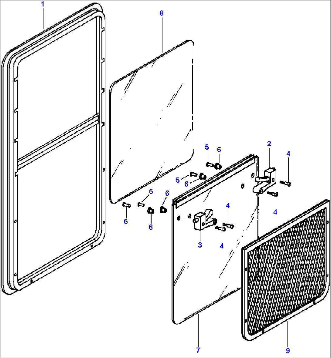 ROPS CAB REAR WINDOW ASSEMBLY