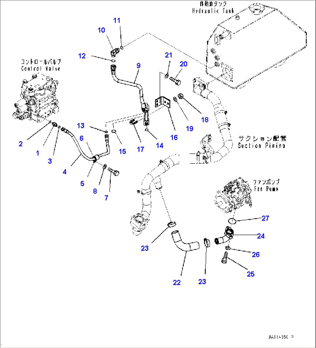 Hydraulic Pump Piping, Drain Piping (#10001-)