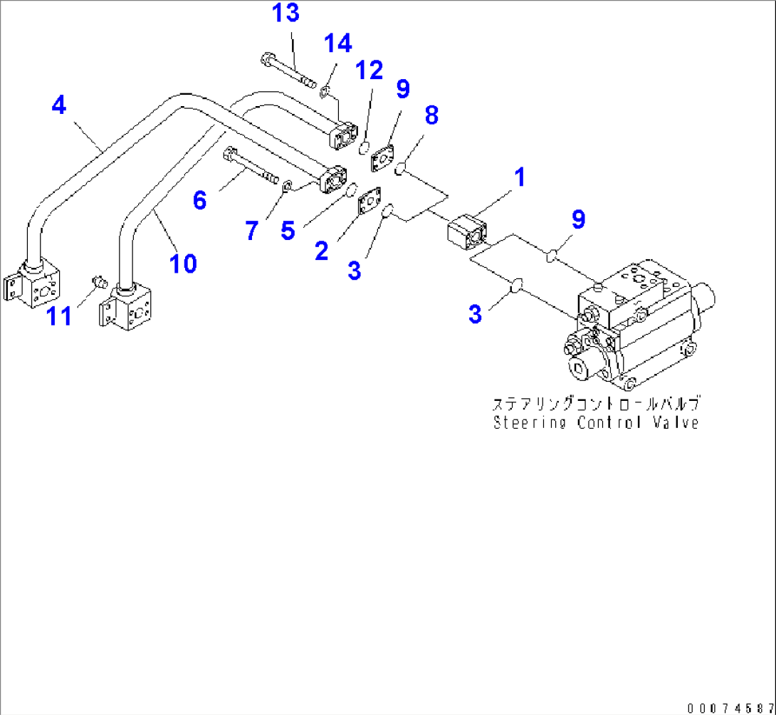 STEERING HYDRAULIC LINE (STR. CONTROL VALVE TO STEERING CYLINDER) (WITH ADVANCED JOY STICK STEERING)(#51075-)