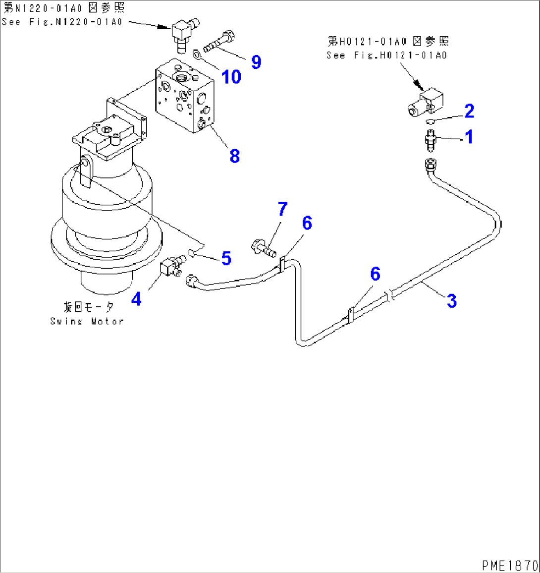 SWING MOTOR (MOTOR BRAKE PIPING AND BRAKE VALVE)