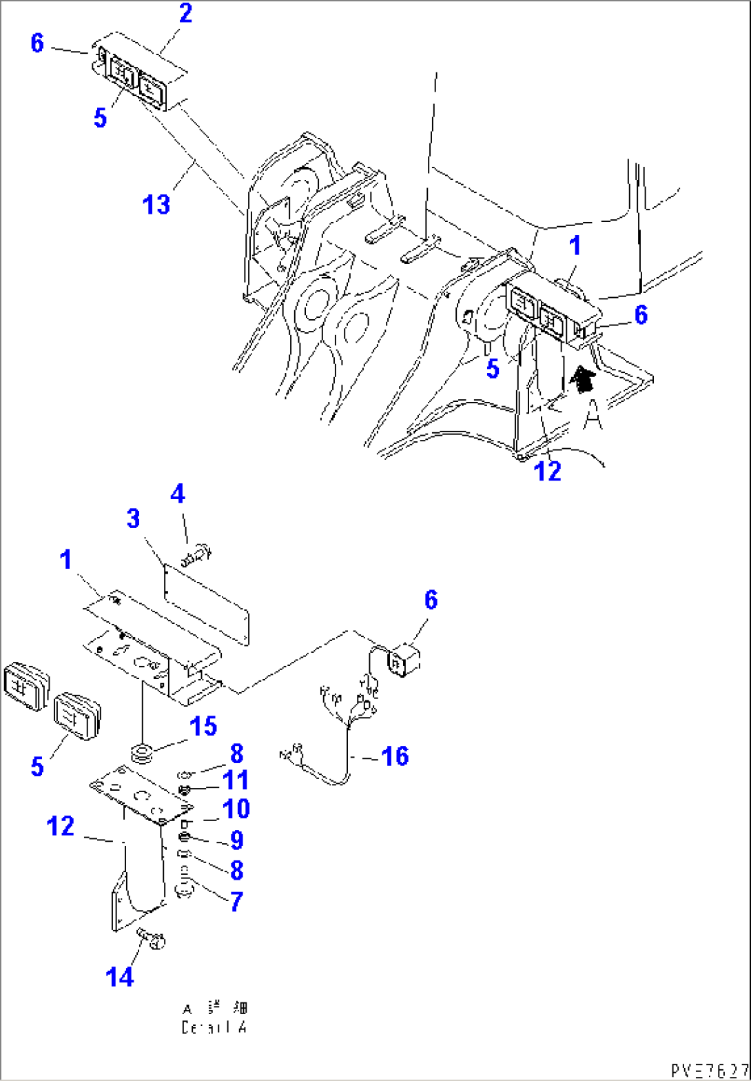 WORK LAMP (FRONT LAMP AND SUPPORT)