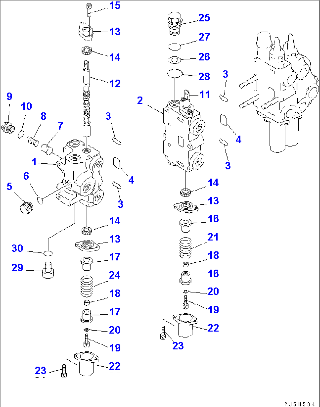 CONTROL VALVE (4-SPOOL) (1/3) (FOR RIPPER)(#3731-)