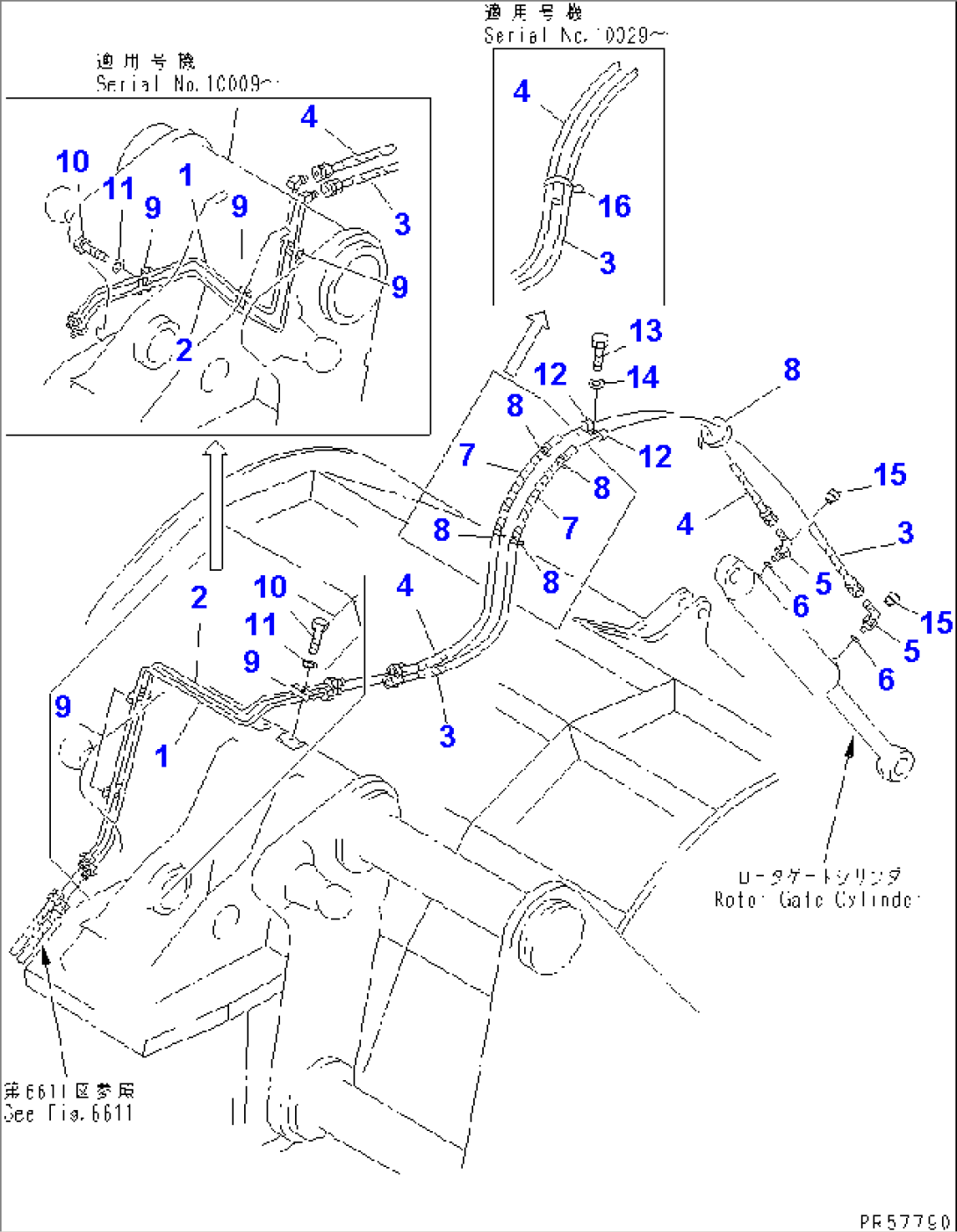 HYDRAULIC PIPING (GATE CYLINDER LINE) (2/2)