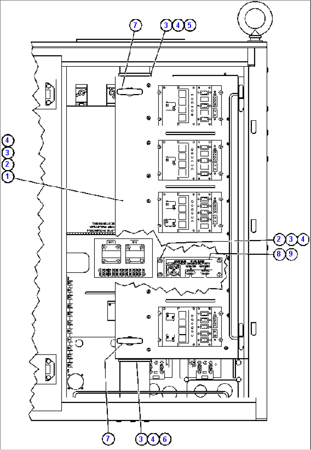 CONTROL CABINET (BEHIND RIGHT DOOR)