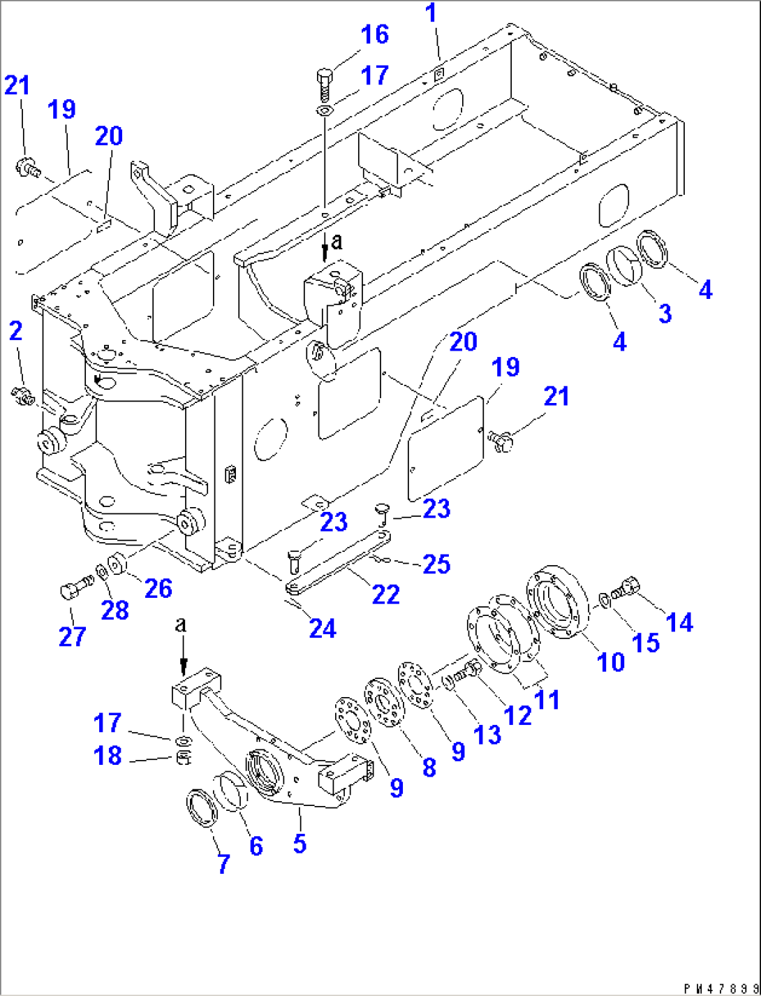 REAR FRAME (WITH BUCKET AUTO LEVELING SYSTEM)(#60001-)