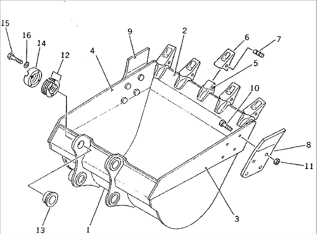 BUCKET¤ 0.7M3¤ WIDTH 1045MM¤ HORIZONTAL PIN TYPE(#20001-33130)