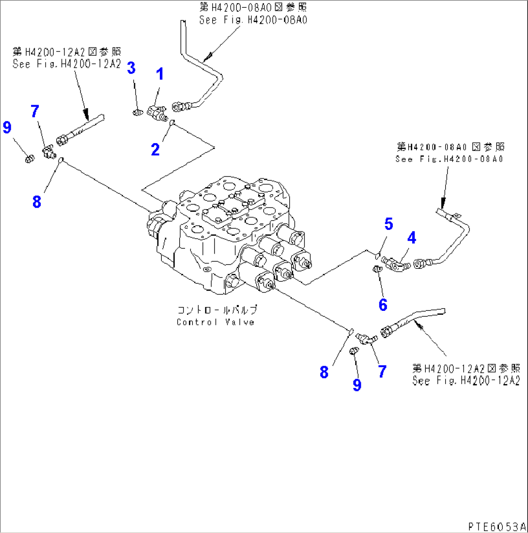LOADER CONTROL VALVE (P.P.C. VALVE LINE CONNECTING PARTS) (WITH 3-SPOOL CONTROL VALVE)
