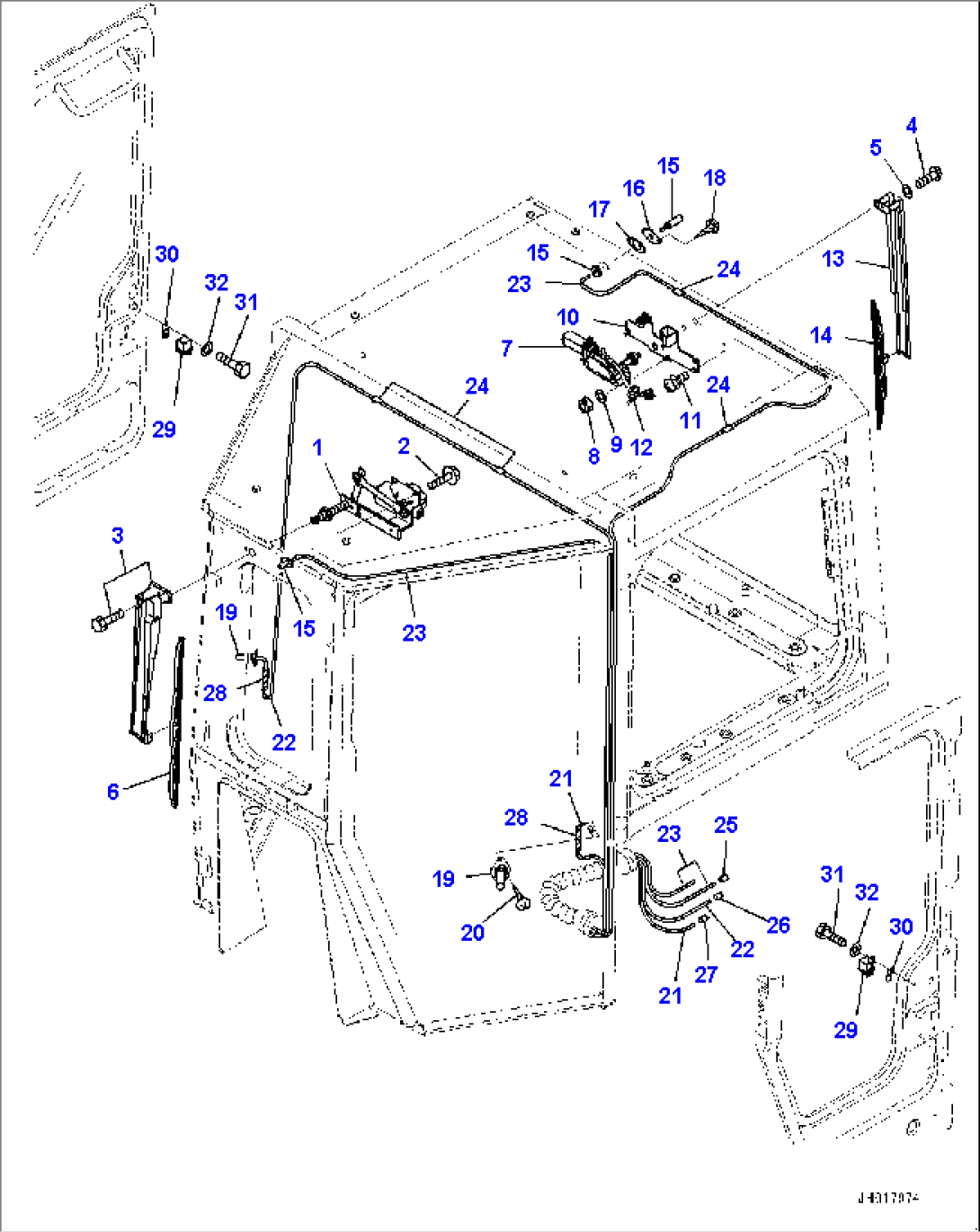 Cab, Front and Rear Wiper (#30348-)