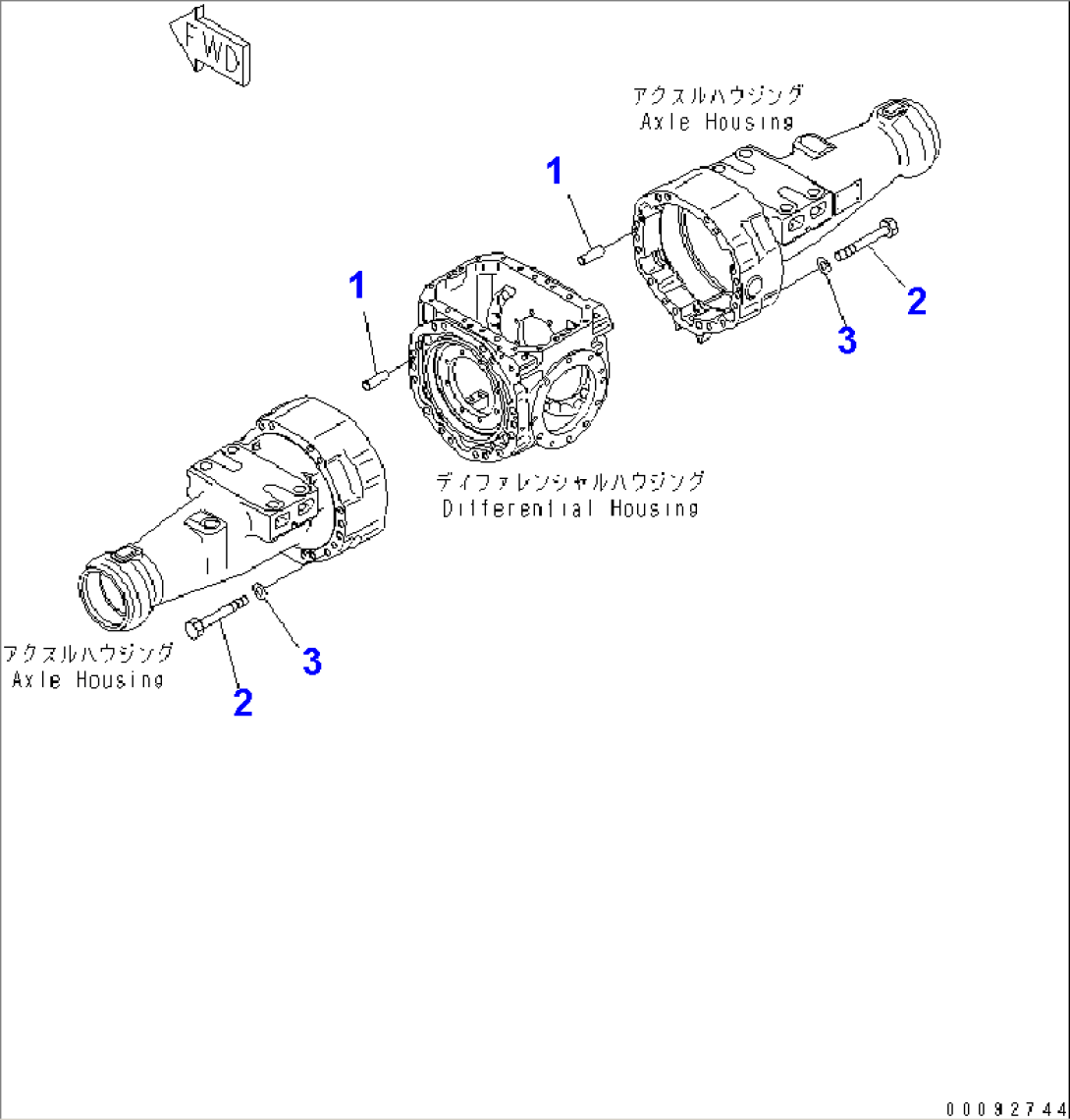 FRONT AXLE (MOUNTING PARTS AND PLUG)