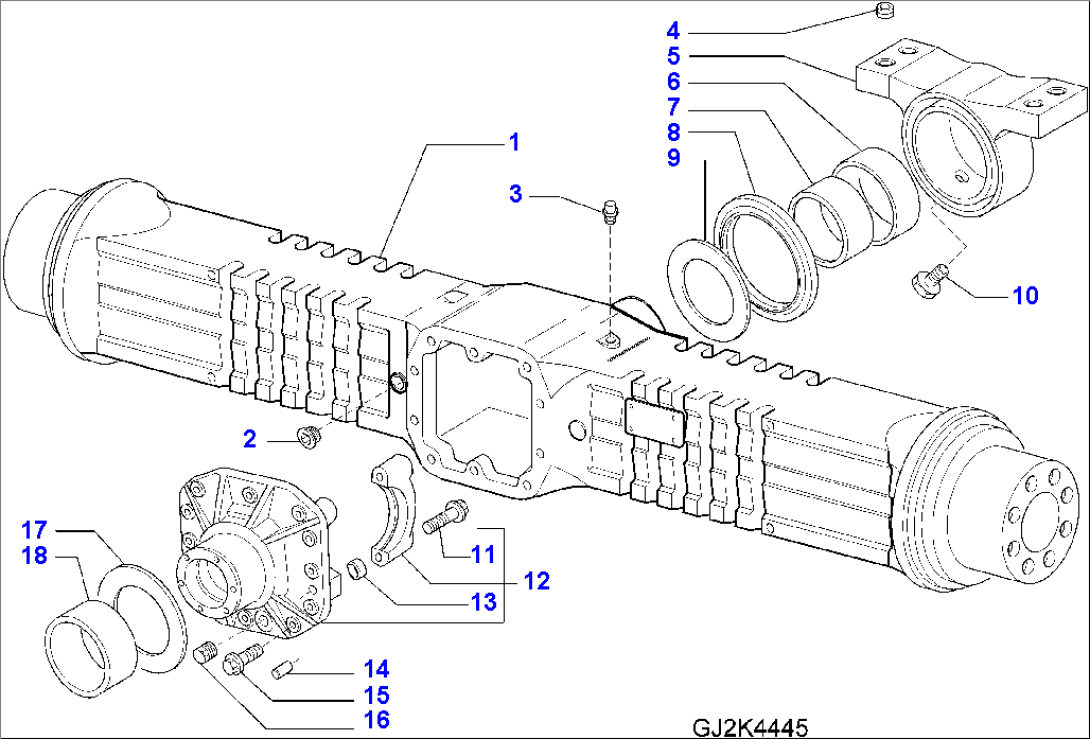 REAR AXLE, HOUSING AND RELATED PARTS, AXLE WITH 25% LIMITED SLIP