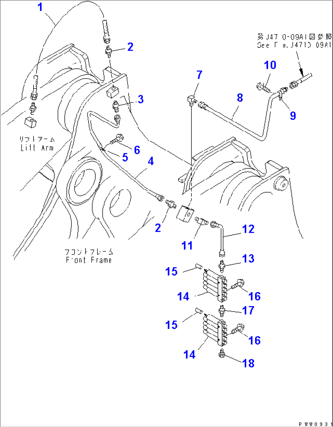 AUTO GREASE (FRONT FRAME INJECTOR LINE)(#50001-51074)