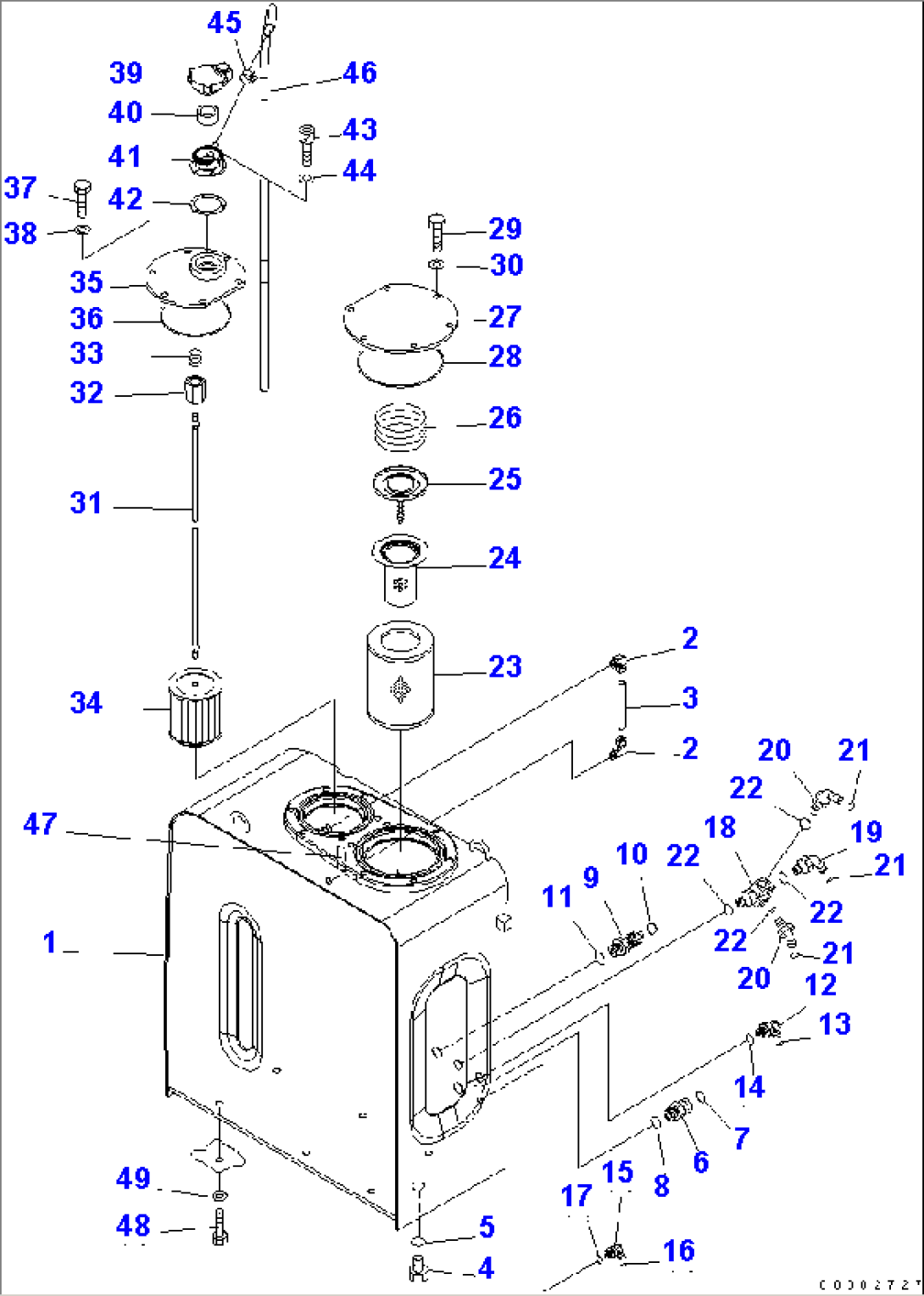 HYDRAULIC TANK (FOR 2-PIECE BOOM AND ROTARY ARM)(#202911-)