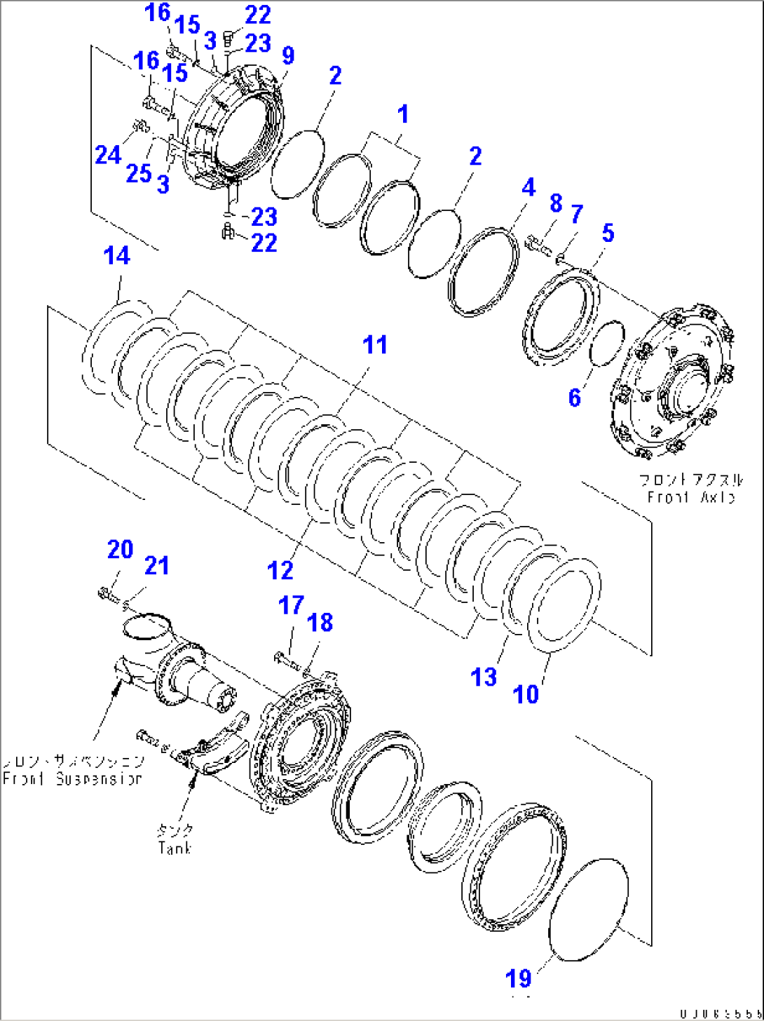FRONT AXLE (L.H.) (BRAKE) (2/3)(#7001-)