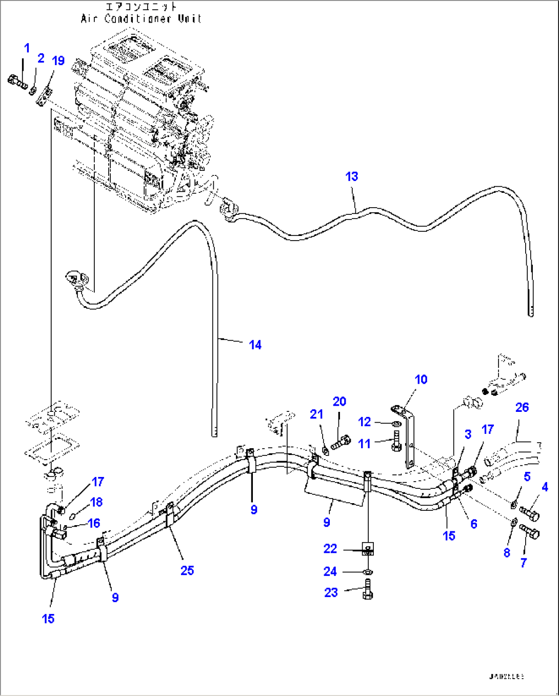 ROPS Cab and Floor Frame Group, Floor, Air Conditioner Piping (#80001-)
