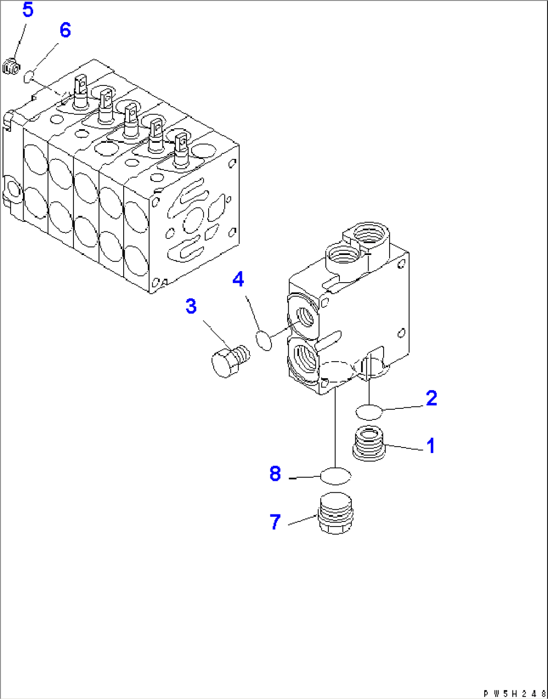 CONTROL VALVE (5-SPOOL) (5/5) (L.H.) (WITH SCARIFIER)