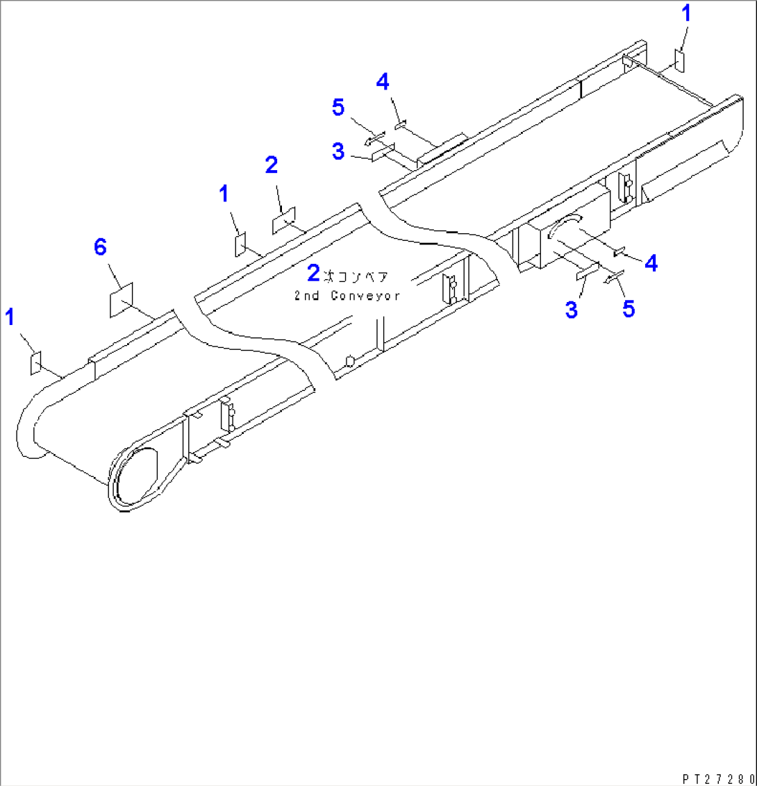 2ND CONVEYOR (INNER PARTS) (10/10) (450MM WIDTH) (WITH EMERGENCY SWITCH)(#1101-)