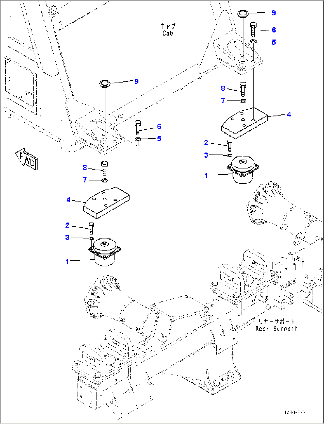 Cab Mounting, Rear (#50001-)