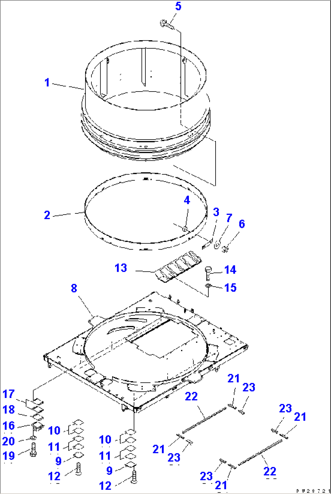 HAMMER MILL AND TUB (TUB AND FRAME) (WITH PROTECTION COVER) (FOR NORTH AMERICA)(#1288-)