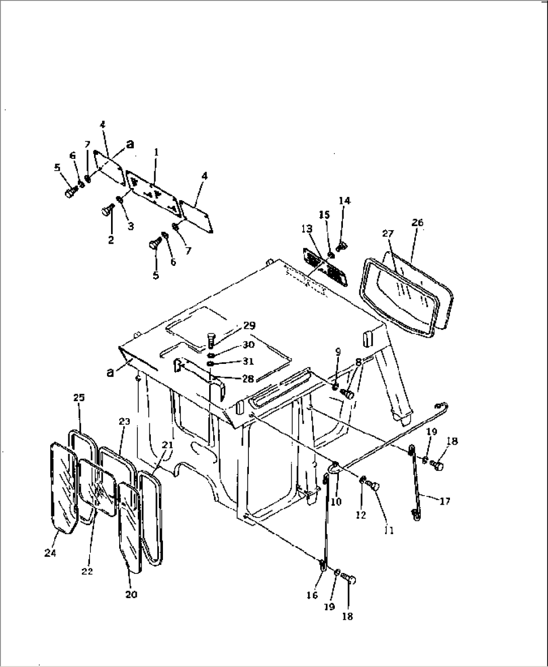 ROPS CAB¤ TYPE 1¤ (FRONT AND REAR WINDOW) (2/7)(#35001-)