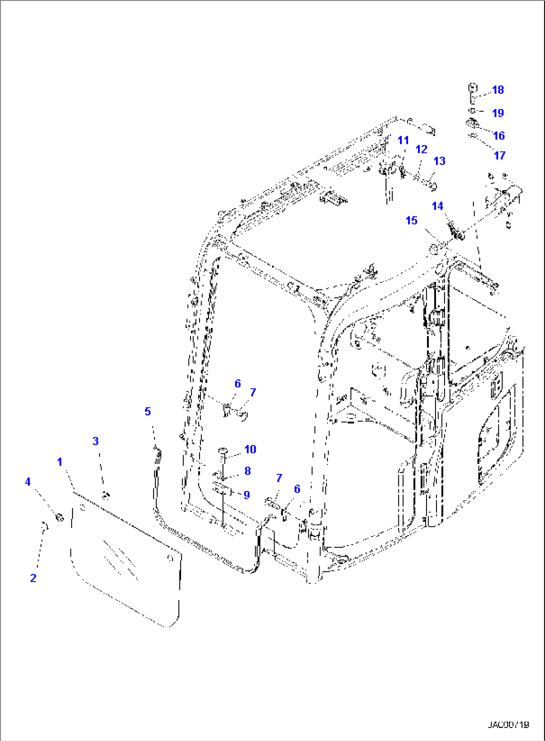 CAB, FRONT LOWER WINDOW