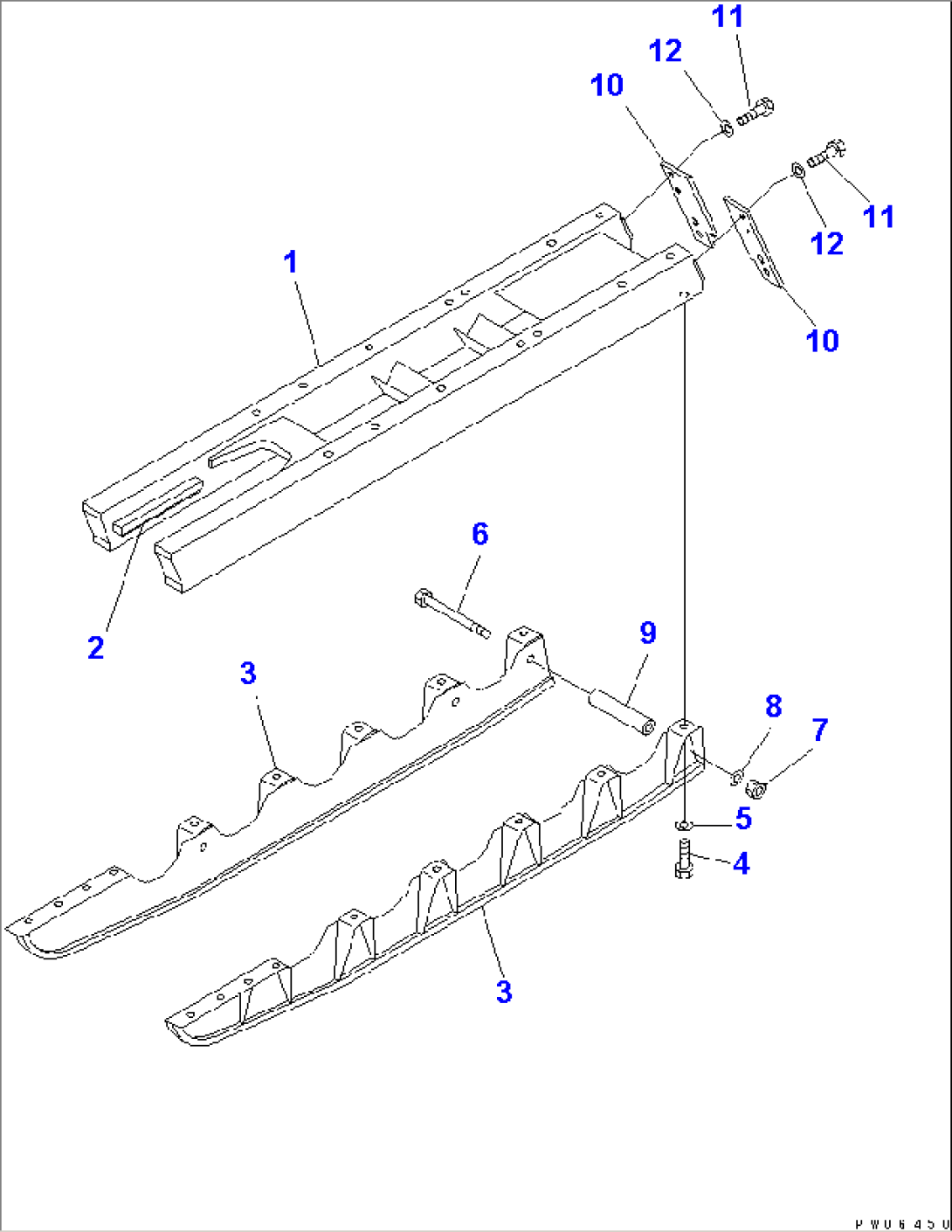 TRACK FRAME (WITH MONO BLOCK TYPE TRACK ROLLER GUARD)(#42965-)
