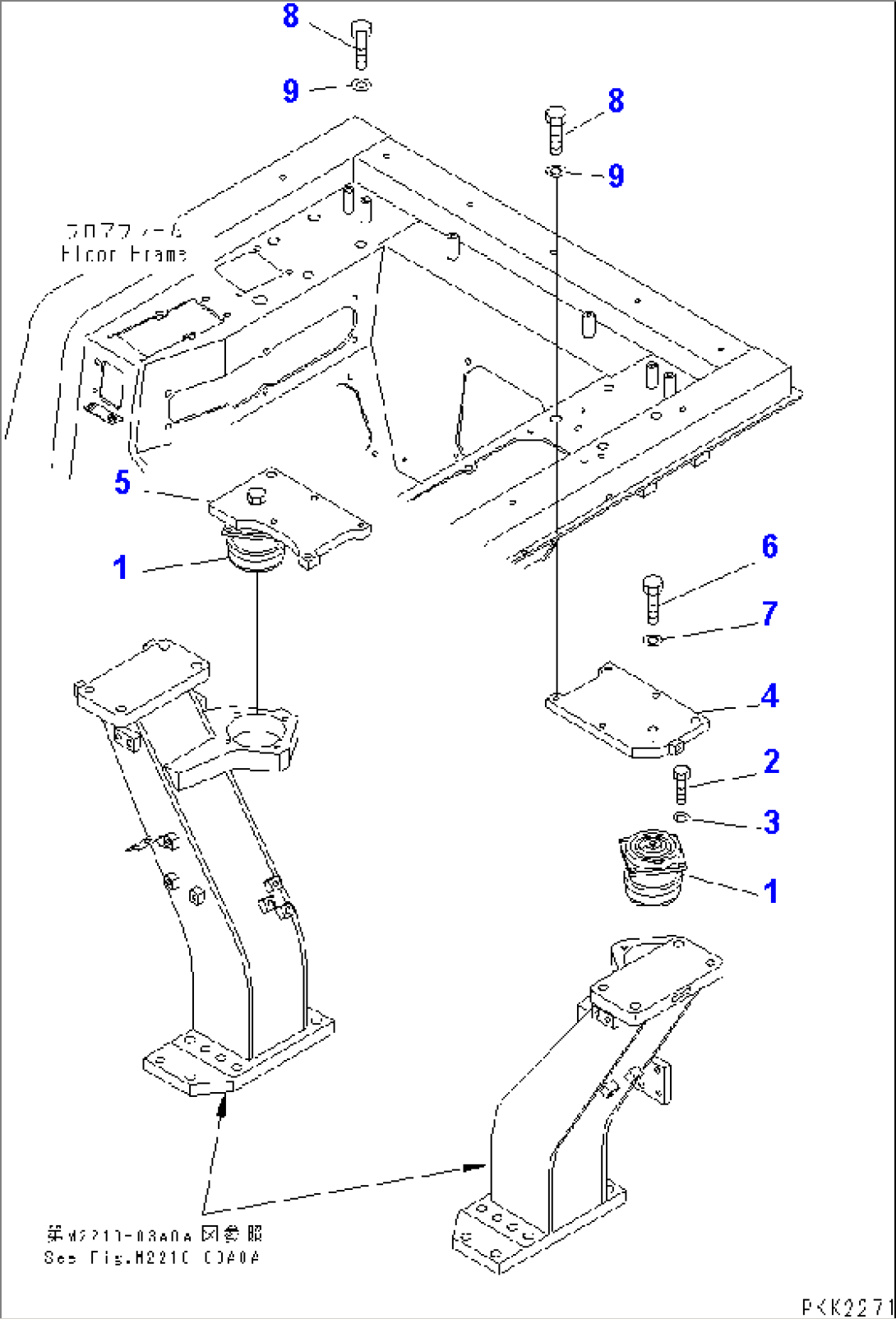 FLOOR SUSPENTION (VISCOUS MOUNT) (WITH CAB)(#B20501-)