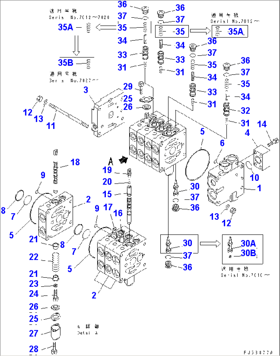 HYDRAULIC CONTROL VALVE¤ L.H. (4-SPOOL) (1/3)