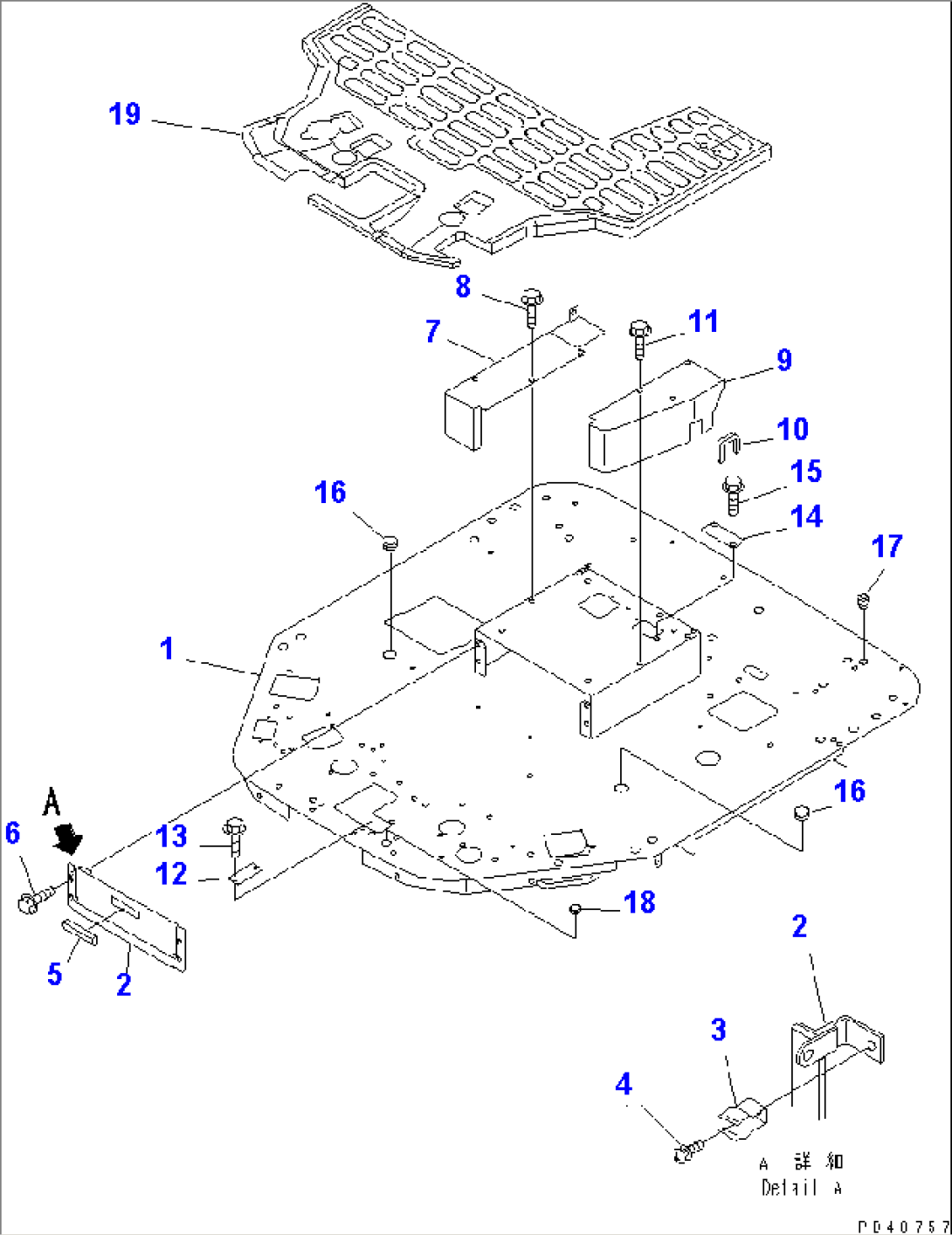 FLOOR FRAME (WITH 2-PERSONS CAB)(#60001-)