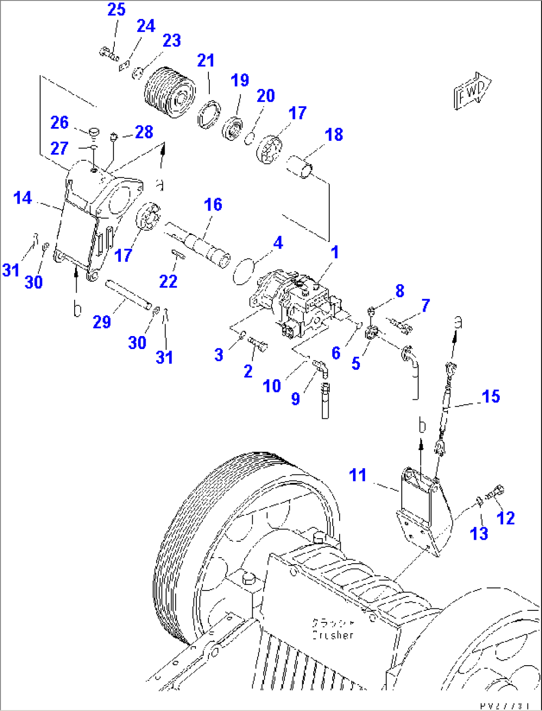 CRUSHER (MOTOR AND MOUNTING PARTS)(#1005-1500)