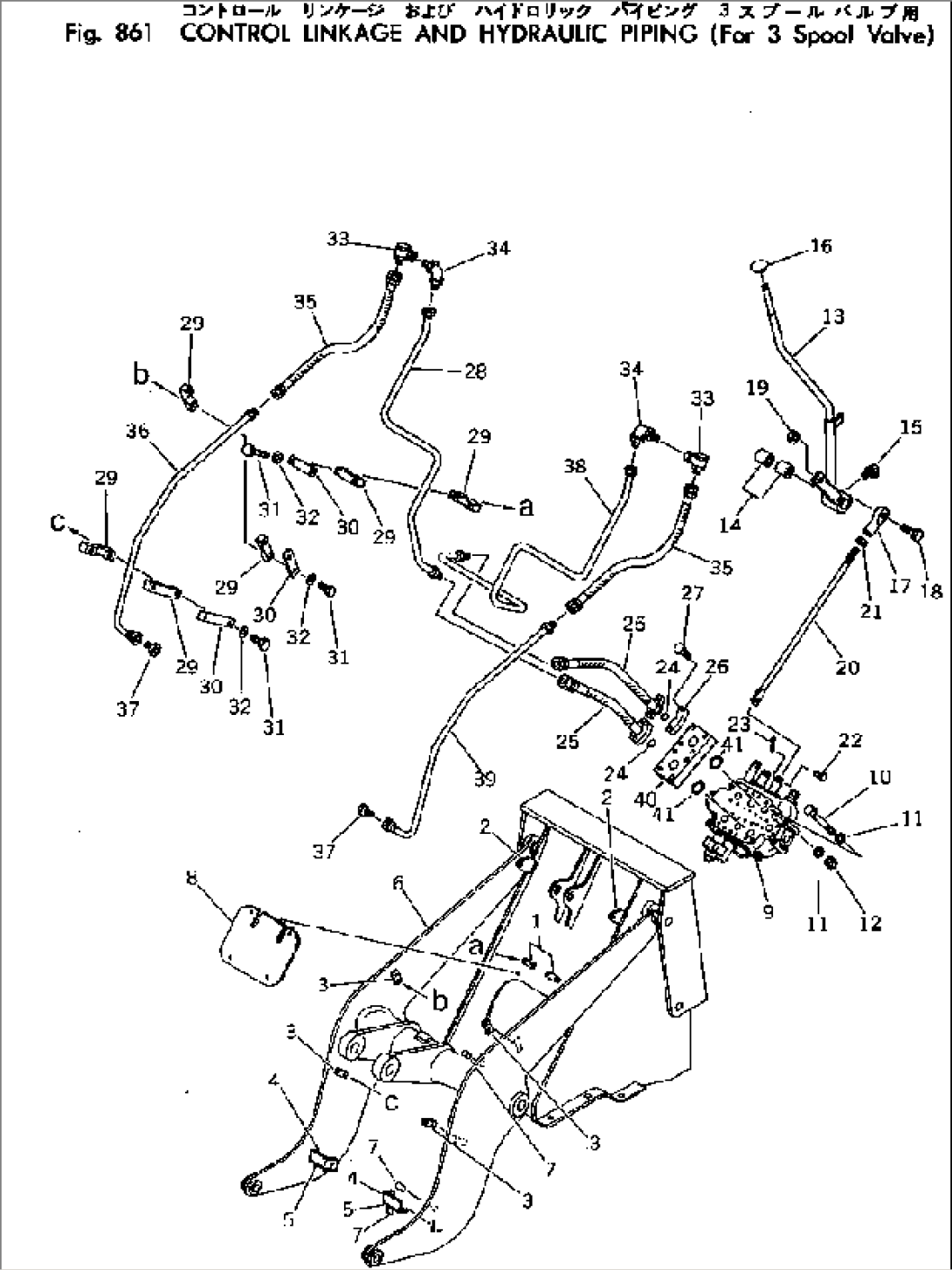 CONTROL LINKAGE AND HYDRAULIC PIPING (FOR 3 SPOOL VALVE)