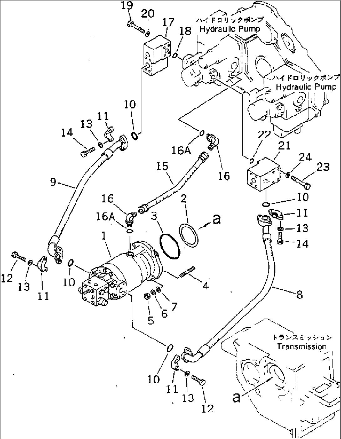HYDRAULIC PIPING (TRAVEL PUMP TO REAR TRAVEL MOTOR)