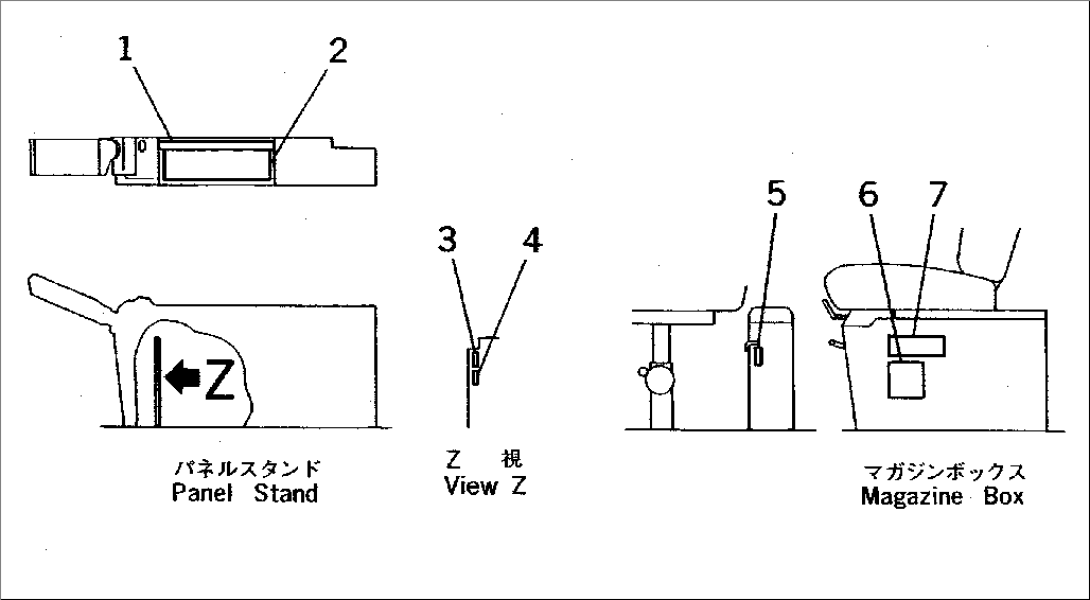 MARKS AND PLATES (PANEL AND CONTROL STAND SIDE) (FOR LONG LEVER CONTROL) (JAPANESE)