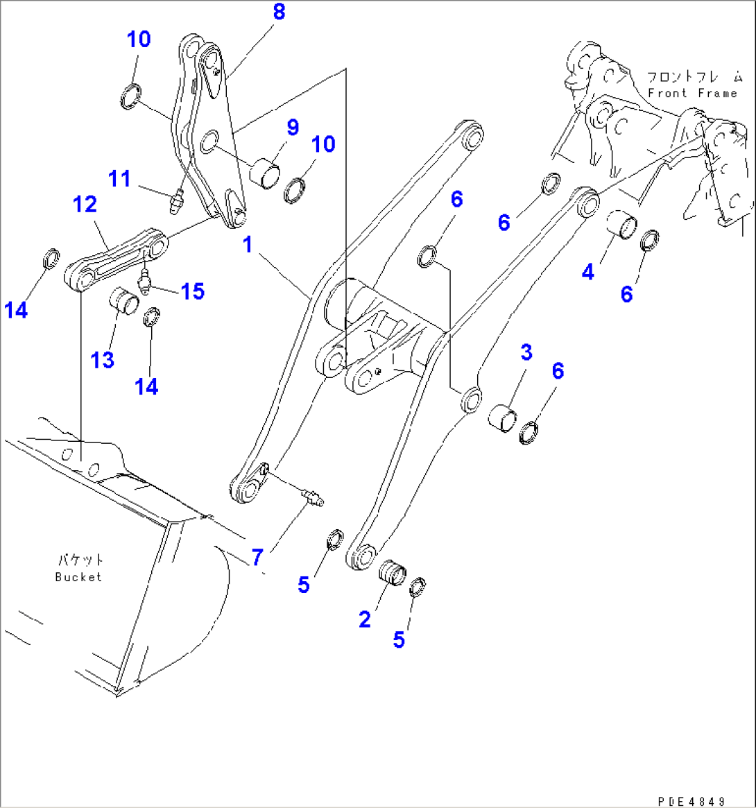 LIFT ARM AND BELLCRANK (WITH 3-SPOOL VALVE)