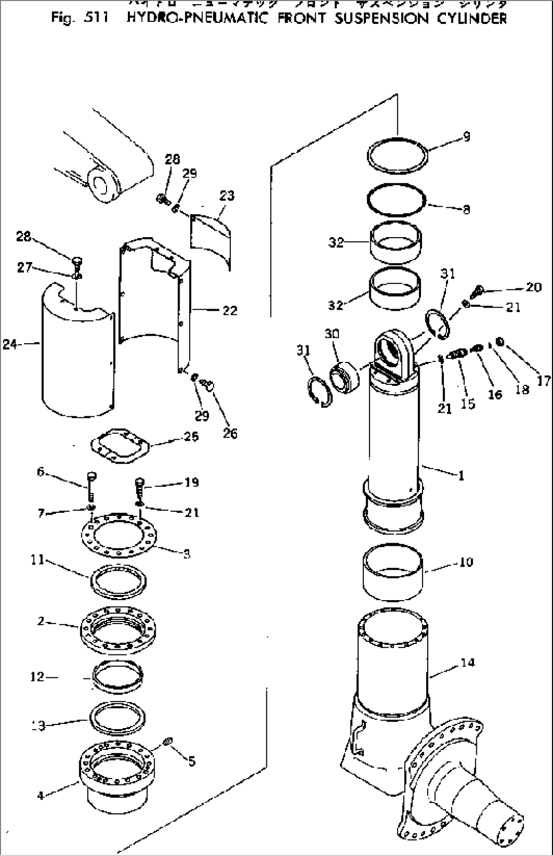 HYDRO-PNEUMATIC FRONT SUSPENSION CYLINDER