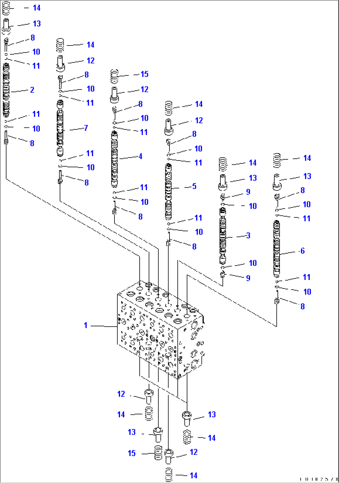 MAIN VALVE (9-SPOOL) (1/22) (FOR TWO-PIECE BOOM)