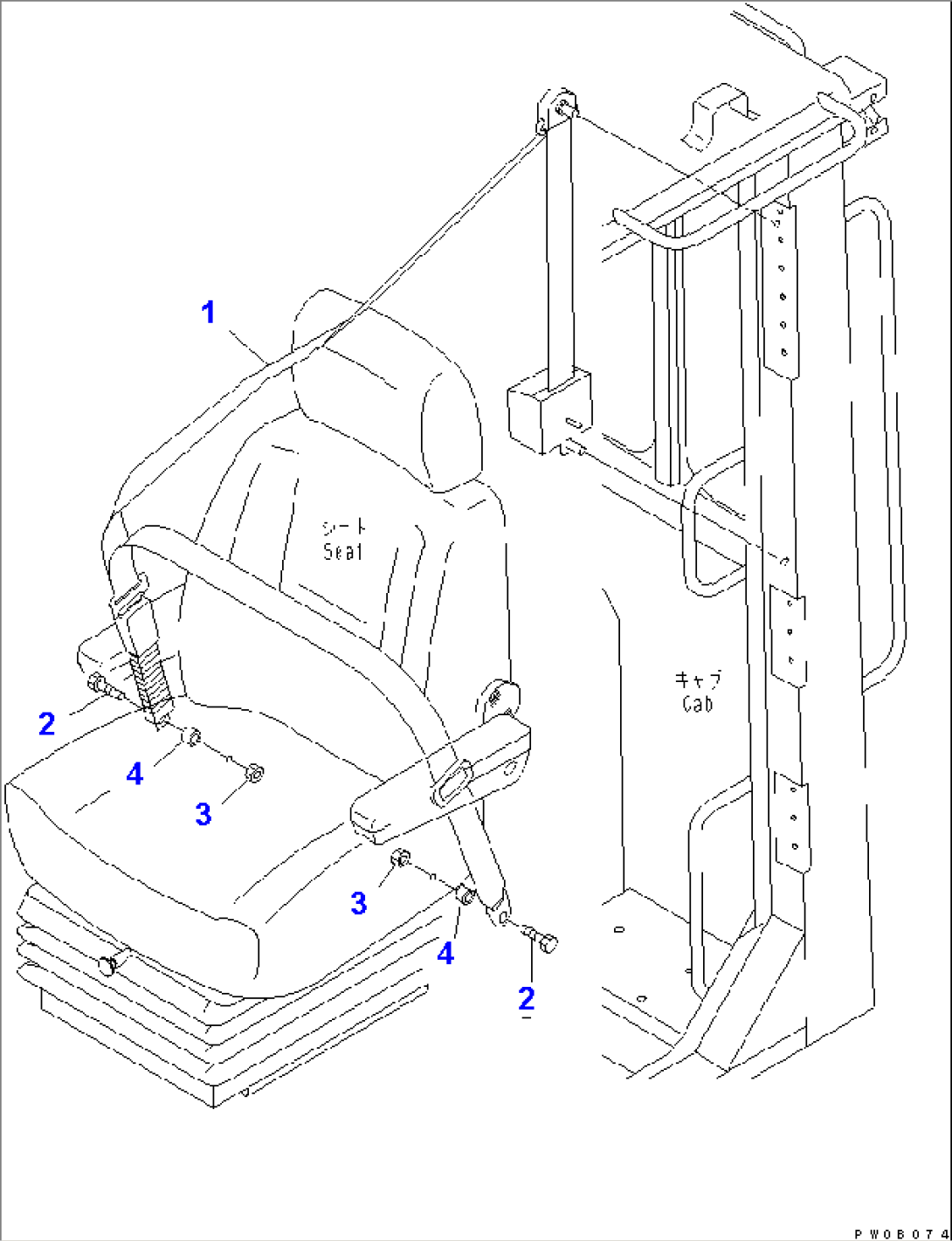 3-POINT SEAT BELT (FOR AUXILIARY SEAT) (WITH 2-PERSONS CAB)(#64001-)