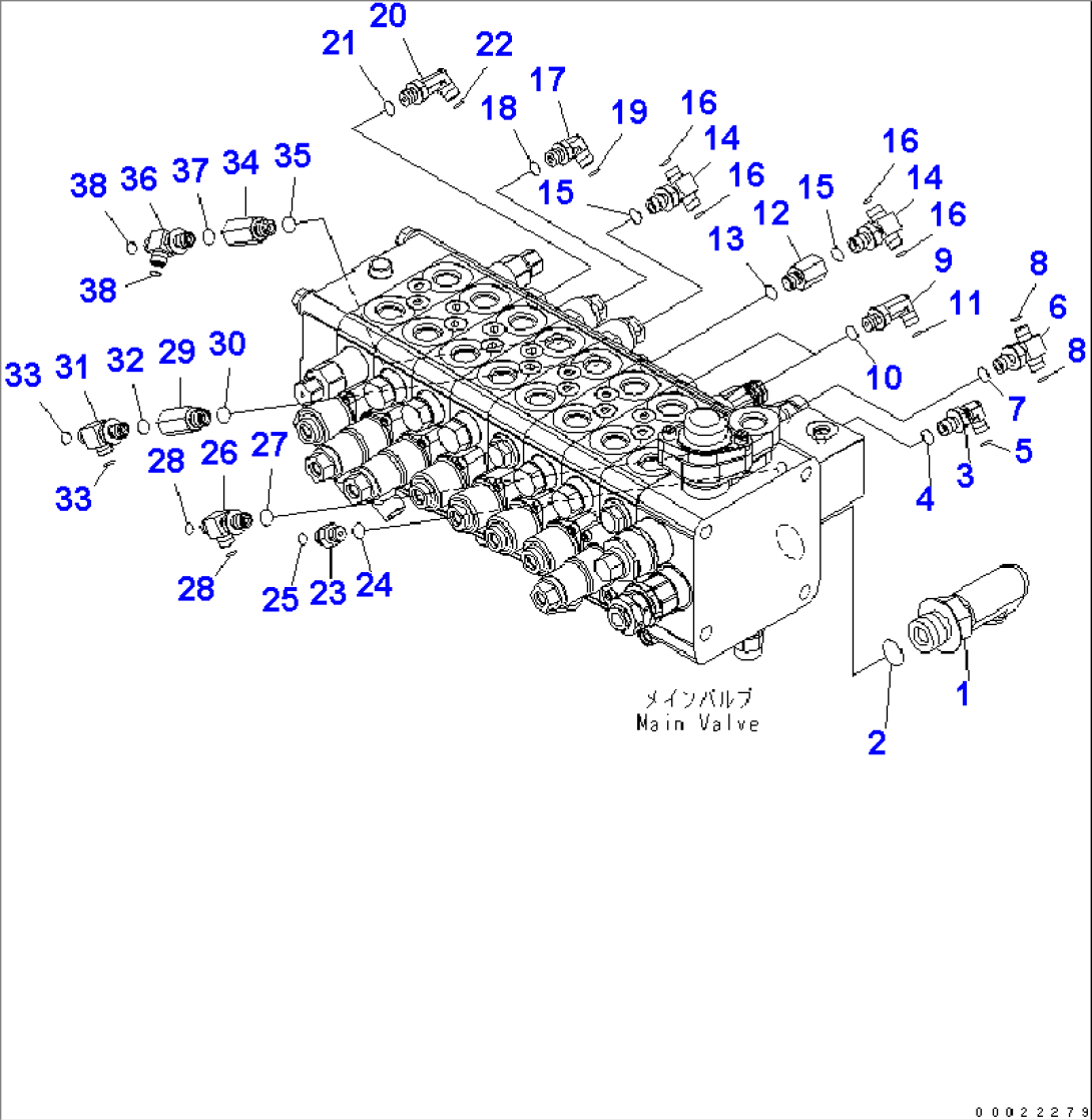 MAIN VALVE CONNECTING PARTS (2/4) (FOR 2-PIECE BOOM WITH 1 ATT.)