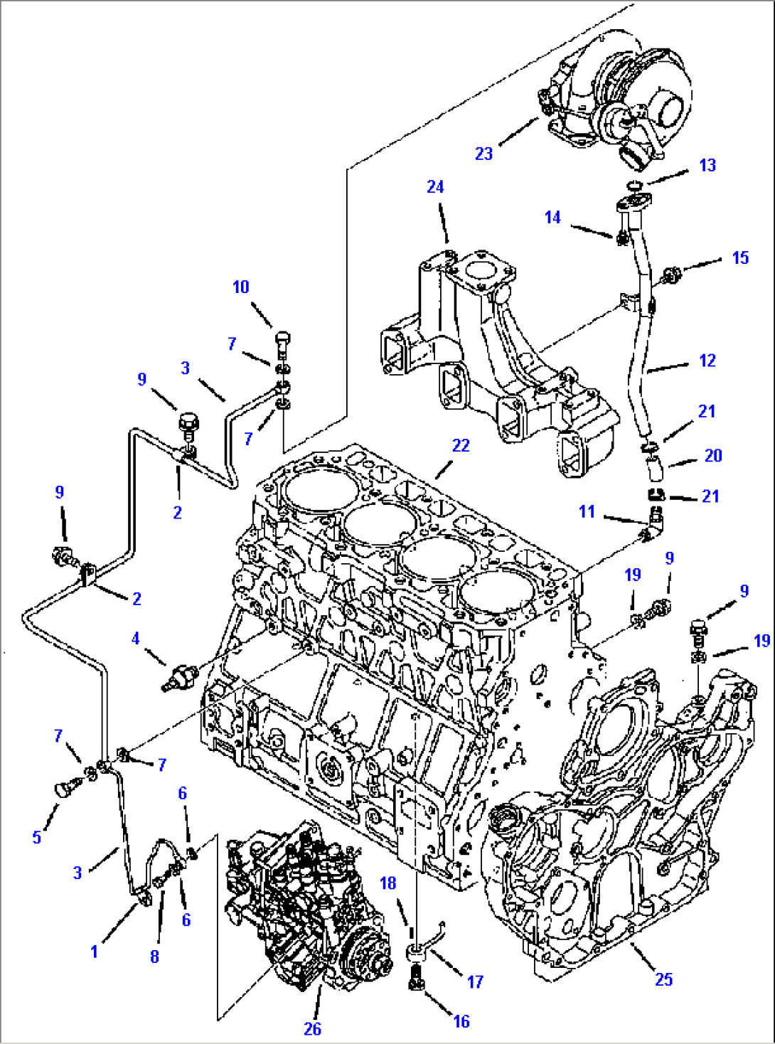 FIG. A0121-01A1 ENGINE - TURBO LUBE LINES